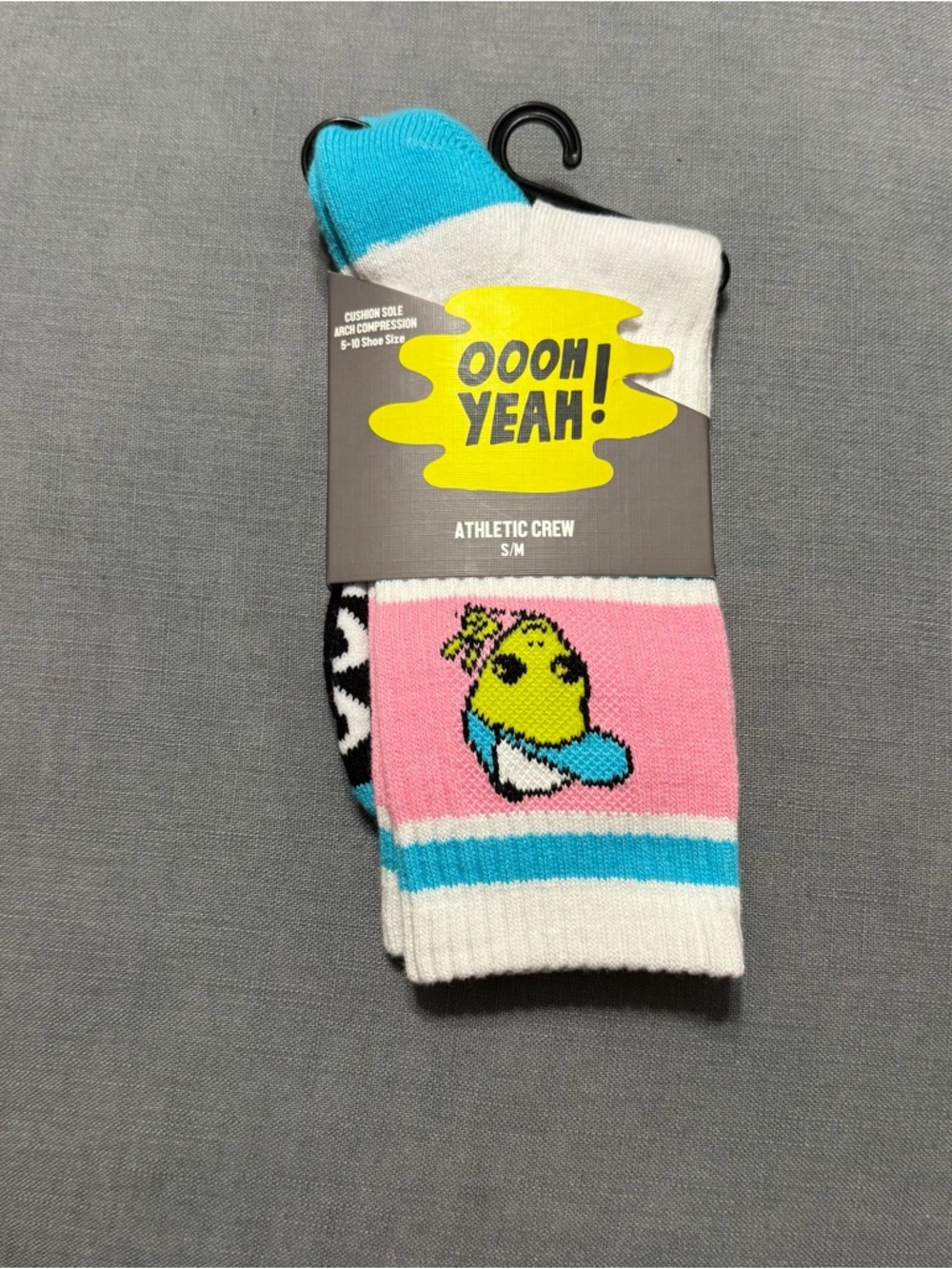 Athletic Crew Socks - Pink, White & Blue